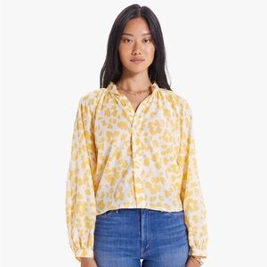 Mother The Sunburst Leopard Floral Yellow Button Down Blouse— Size XS